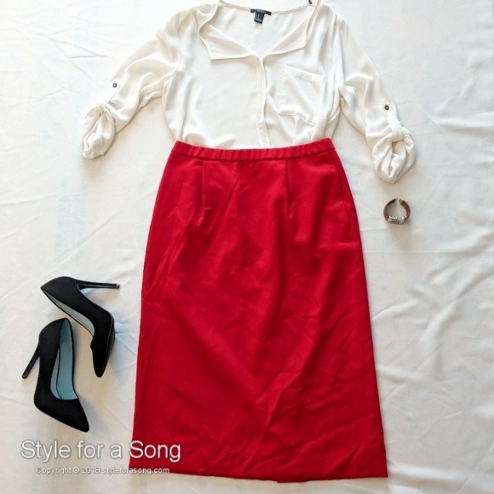 Vintage Pendleton Red Wool Pencil Skirt Size 12